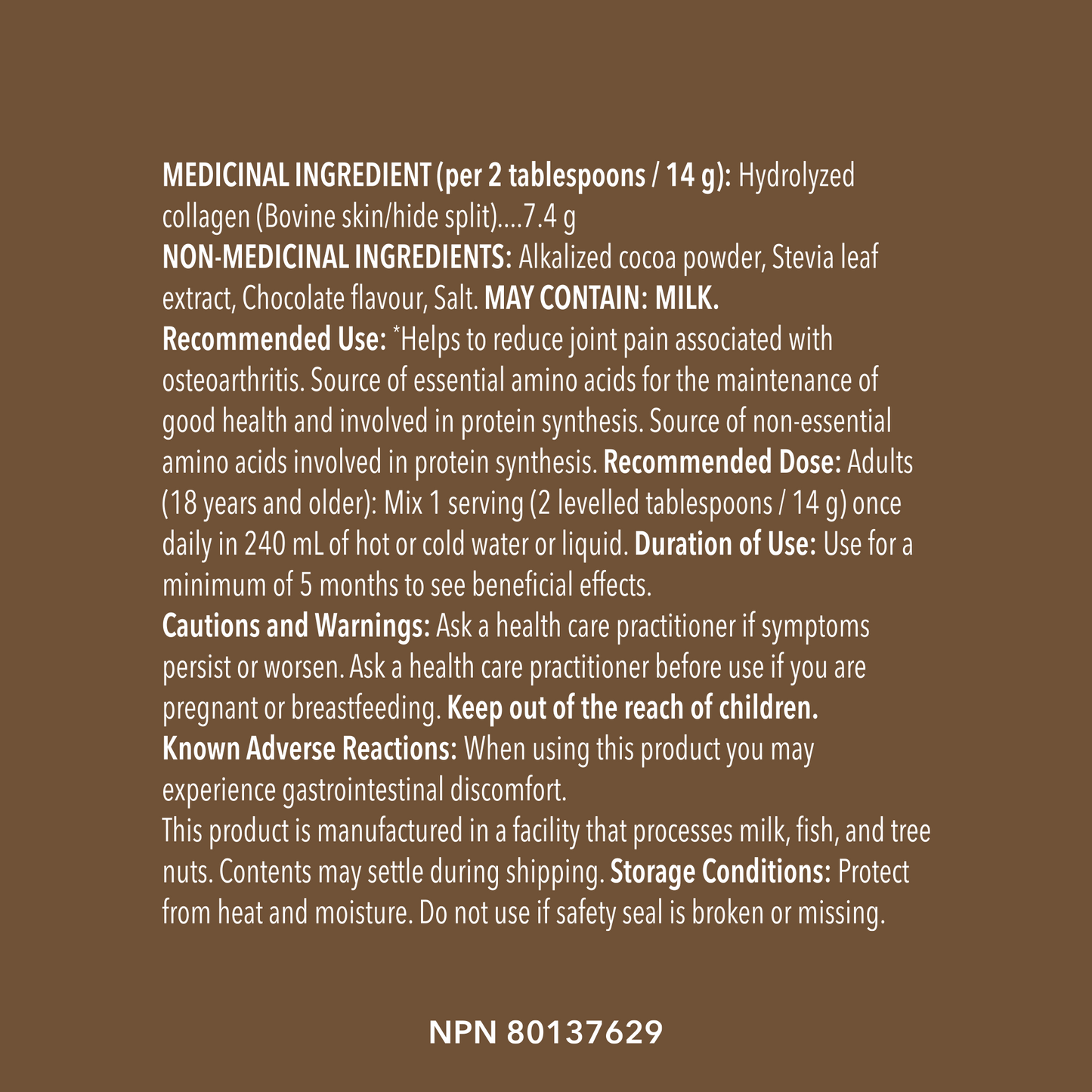 Chocolate Collagen Peptides 275g - Chocolate