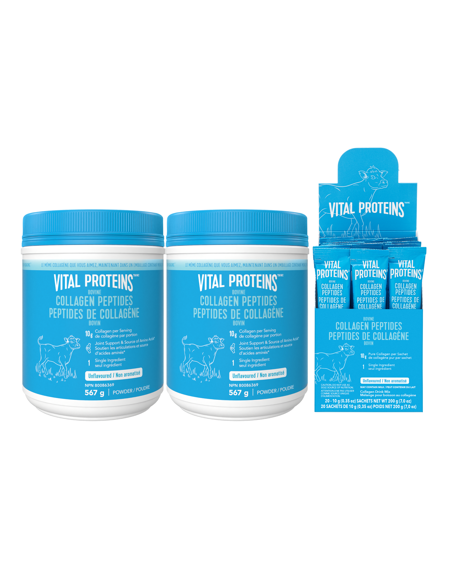 Bovine Collagen 567g & Stick Packs – Unflavoured