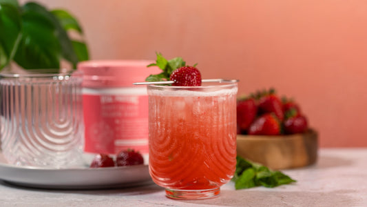 A Refreshing Strawberry Mint Sparkler Beauty Collagen Mocktail